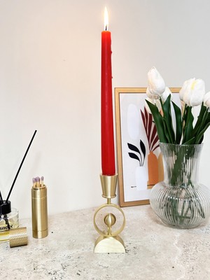 Feyza Design El Yapımı Yarım Konik Pirinç Şamdan, Zarif ve Şık Tasarım