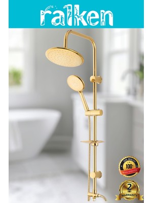 Ralken Gold (Altın) Yuvarlak Robot Duş Seti - Yağmurlama Tepe Duş Takımı