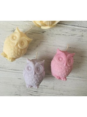 Feyza Design 3'lü Baykuş Kokulu Mum Seti, Pembe, Anneler Günü Hediye