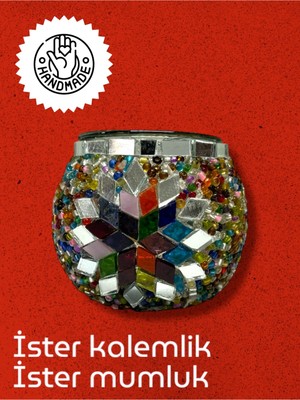 Feyza Design El Yapımı Mozaik Mumluk, Dekoratif, 10X10CM, Masaüstü, Tealight