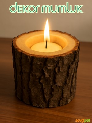 Feyza Design Ahşap Kütük Mumluk, Doğal ve Şık Dekorasyon Parçası