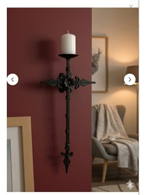 Feyza Design Şık Duvar Mumluğu, Mızrak Uçlu Tasarım, Modern Dekor Aksesuarı