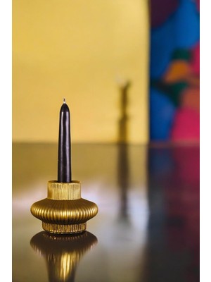 Feyza Design Ince Mumluk Şamdan, Altın Eskitme Renk, Şık ve Zarif Dekorasyon Parçası