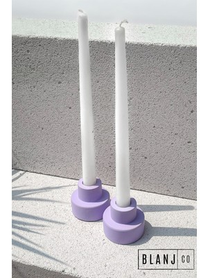 Feyza Design 2'li Steg Mor Şamdan Mumluk Takımı, Şık ve Zarif Dekorasyon Parçası