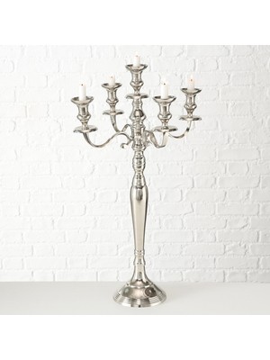 Feyza Design Şeffaf Gümüş Yuvarlak Mumluk 78X46CM, Şıklık ve Zarafet Sağlar