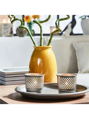 Feyza Design 2'li Metal Tealight Mumluklar, Yükseklik 9 Cm, Çap 10 Cm, Şık Tasarım