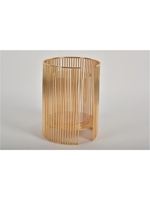 Feyza Design Şık Gold Mumluk 24X18X18 Cm, 310 Derece Işıltılı Dekorasyon Aksesuar