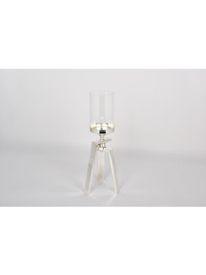 Feyza Design Setabıanca Regına 3 Ayaklı Silver Şamdan, 41X15 Cm, Şık ve Zarif Tasarım