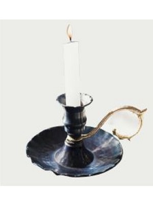 Feyza Design El Işlemeli Gaziantep Bakır Şamdan Çift Set, 9,5 cm Yüksek, 0,80 mm Kalınlık