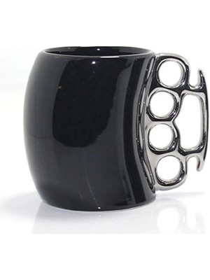Porselen Muşta Tasarımlı Kupa Bardak Siyah