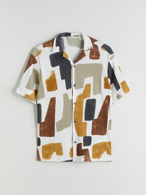 Lc Waikiki Yeni Sezon Regular Fit Resort Yaka Kısa Kollu Desenli Viskon Erkek Gömlek