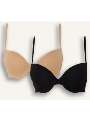 DeFacto Pamuklu Kaplı Pedli Balenli 2'li Tişört Bra G4366AX25WN