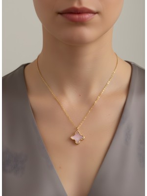 NKT Collection Pembe Taş Detaylı Yıldız Kolye