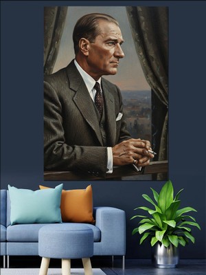 Artmeg Mustafa Kemal Atatürk Dekoratif Kanvas - Mdf Ahşap Tablo