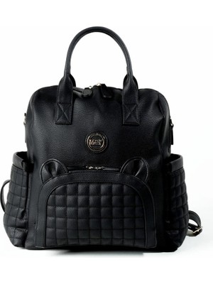 Butik Bfs Kitty Deri Anne Bebek Bakım Sırt Çantası 7271 Siyah