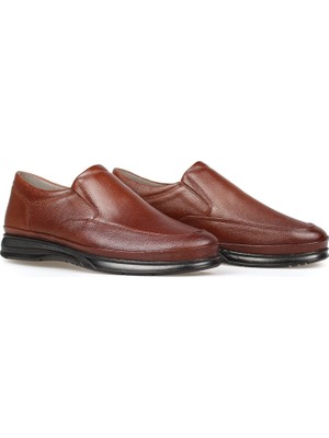 Kajila Erkek Taba Hakiki Deri Ortopedik Günlük Ayakkabı – Kauçuk Kaymaz Taban, Bağcıkcız Rahat Model