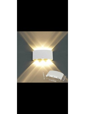 Feyza Design Şık Dekoratif 6W LED Duvar Aplik, Beyaz Kasa, Gün Işığı Renk