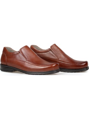 Kajila Erkek Taba Hakiki Deri Ortopedik Günlük Ayakkabı – Kauçuk Kaymaz Taban, Bağcıkcız Rahat Model