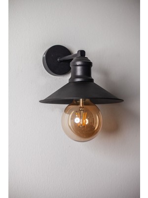 Feyza Design Retro Siyah Metal Duvar Lambası Aplik, Şık ve Dayanıklı Tasarım