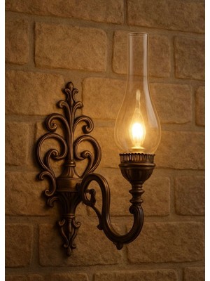 Feyza Design Elit Gaz Lambası Aplikası, Şık ve Otantik Duvar Dekoru