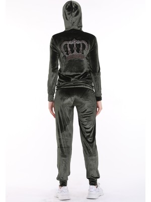 İkmal Ikmal Taçlı Taş Yumuşak Doku Kadife Paça Lastik