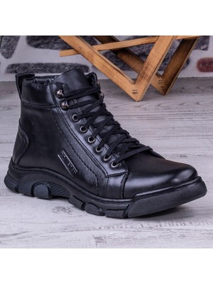 OXI Erkek Deri Bot Dikişli Fermuarlı