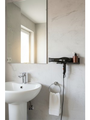 Grandmix Metal Fön Makinesi Tutucu Duvara Monte Banyo Organizer Raf 30 cm x 10 cm