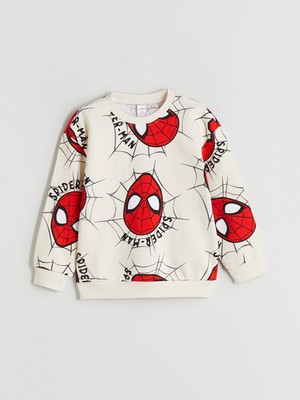 Lc Waikiki Yeni Sezon Bisiklet Yaka Spider-Man Baskılı Erkek Çocuk Sweatshirt