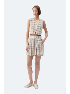 İkikız  Gri Ekose Şort