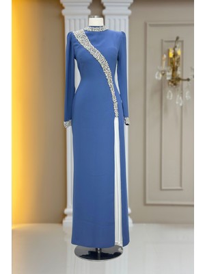 Amine Hüma Inci Abiye Elbise Indigo