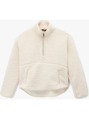 Koton Uzun Kollu Cepli Yarım Fermuarlı Spor Peluş Sweatshirt