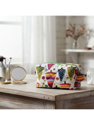 Uretti - Petek 7523 4707 Kış Temalı Ağaç Desenli Makyaj Çantası / Organizer - 20 cm x 15 cm