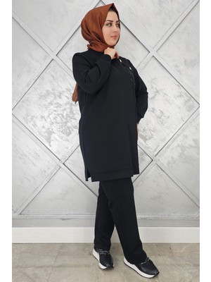 Pys Giyim Kadın Düğme ve Taş Detaylı Tesettür Takım