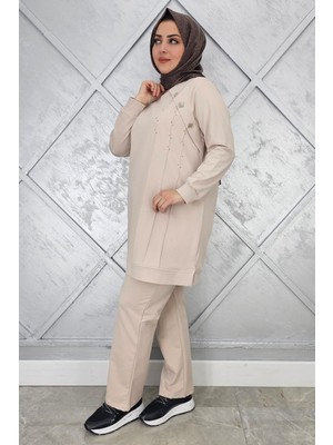 Pys Giyim Kadın Düğme ve Taş Detaylı Tesettür Takım