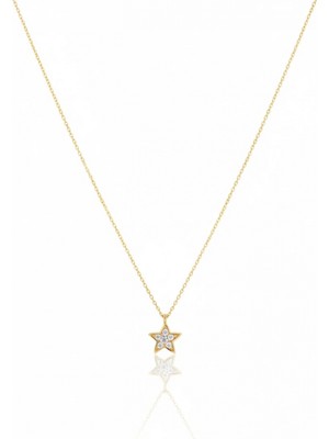 Güzide Kuyumcu 14 Ayar Altın Taşlı Minimal Yıldız Kolye 418