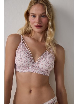 Penti Açık Pembe Luna Desenli Lace Dantel Sütyen