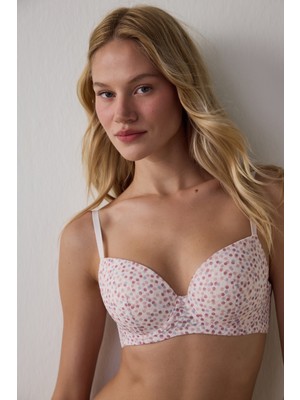 Penti Açık Pembe Laluce Desenli Lace Dantel Balenli Sütyen
