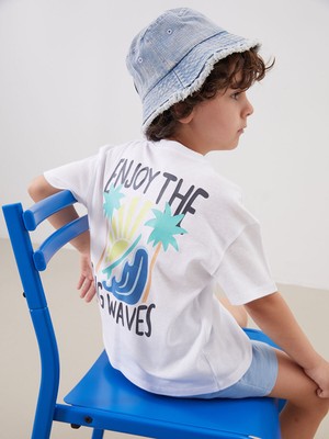 Lc Waikiki Yeni Sezon Bisiklet Yaka Baskılı Erkek Çocuk Tişört