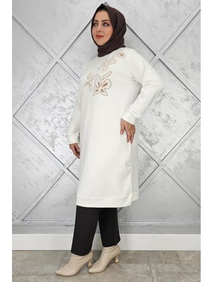 Pys Giyim Kadın Baskı ve Taş Detaylı Tesettür Tunik