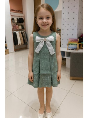 Ugly Duck 04-12 Yaş Arası Şanel Kumaş Elbise - Yeşil