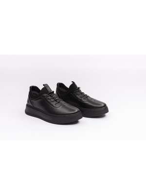 MG75 Konforlu Siyah Düz Deri Kadın Ayakkabısı