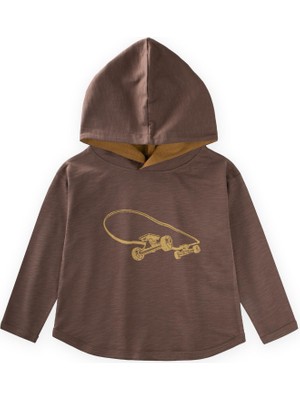 Cigit Kapşonlu Uzun Kollu T-Shırt 2-10 Yaş Vizon