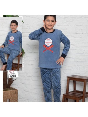 Erkek Çocuk Desenli Kışlık Welsoft Polar Pijama Takımı