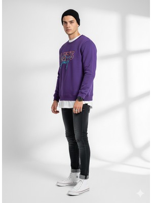 Ribana Classic Unısex Bisiklet Yaka Regular Baskılı Içi Pamuklu Sewatshirt