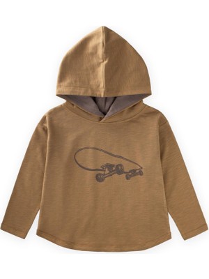 Cigit Kapşonlu Uzun Kollu T-Shırt 2-10 Yaş Olive