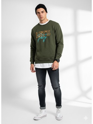 Ribana Classic Unısex Bisiklet Yaka Regular Baskılı Içi Pamuklu Sewatshirt