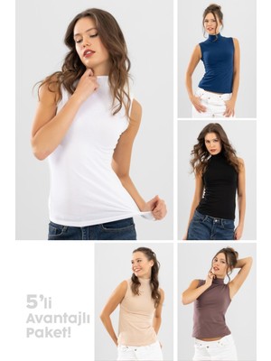 Baykar Kadın Pamuklu Balıkçı Yaka BODY 6320 Renkli 5li Paket