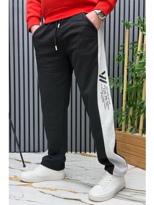 Wafrazon Erkek 2 Iplik Şardonlu Wafra Baskılı Garnili Baggy Eşofman Altı