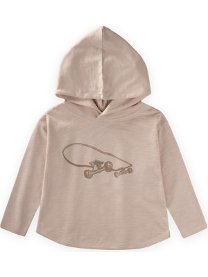 Cigit Kapşonlu Uzun Kollu T-Shırt 2-10 Yaş Ekru