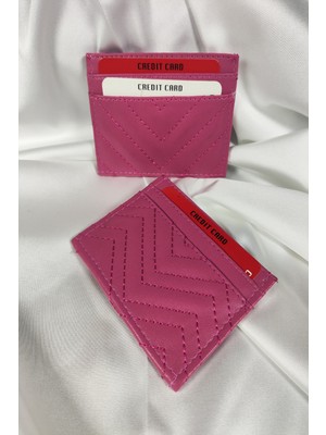 Leaf Accessory Unisex Kartlık Pembe, 1. Sınıf Vinlex Deri, 7 Tane Kart Koyma Cepli
